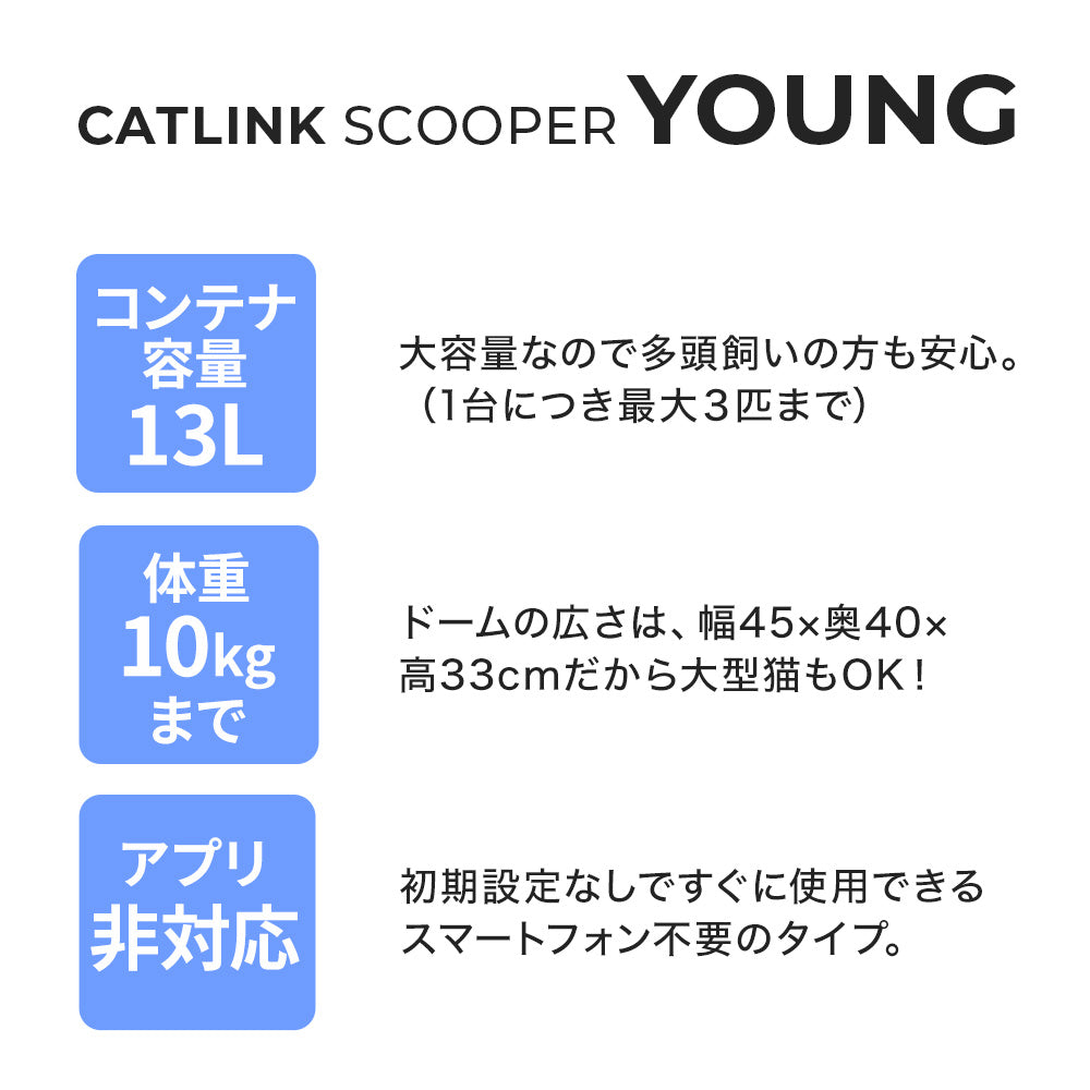 【予約割5月上～中旬入荷予定】【猫砂2袋プレゼント中!!】自動ネコトイレ CATLINK SCOOPER YOUNG （キャットリンクスクーパーヤング）